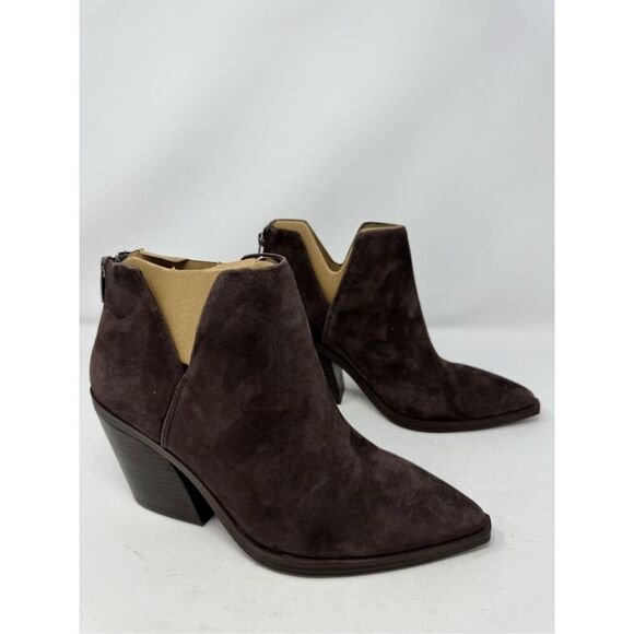 Vince Camuto Gigietta Suede Back Zip Chelsea Booties Brown Size 7.5 NWOB - Picture 2 of 14